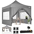 COBIZI pavillon faltpavillon 3x3 wasserdicht stabil winterfest,Outdoor faltbar partyzelt，gartenpavillon mit 4 Seitenteilen und 4 Sandsack und Laufradtasche, Grau