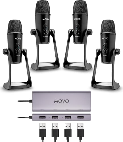 Movo USB Podcast Bundle with 4 Microphones