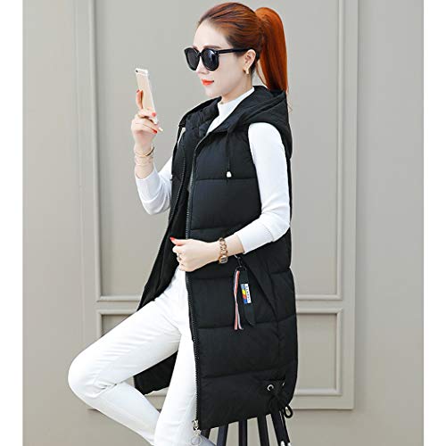 watersouprty Women's Padded Vest Thicken Sleeveless Quilted Hooded Winter Warm Long Vest Coat3