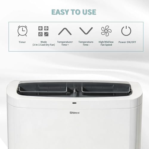 Image of Shinco 14,000 BTU White Portable Air Conditioner, Portable AC Unit with Built-in Cool, Dehumidifier & Fan Modes for Room up to 700 sq.ft, Room Air Conditioner with Remote Control, Installation Kit