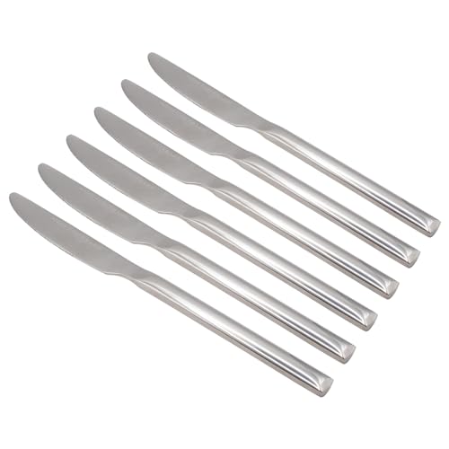 Argon Tableware Tondo Stainless Steel Dinner Knives - 22cm - Pack of 6 - Silver Dining Knives High Polished Flatware Metal Butter Knife Dishwasher Safe 6-Piece Table