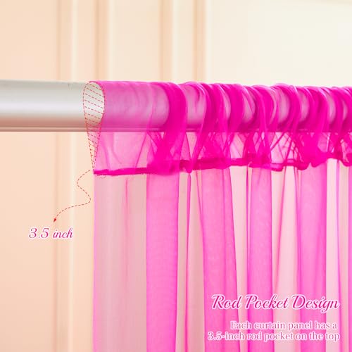 Cortina Fondos Tulle Rosa Fucsia 20ft x 10ft 4 Paneles miniatura 5
