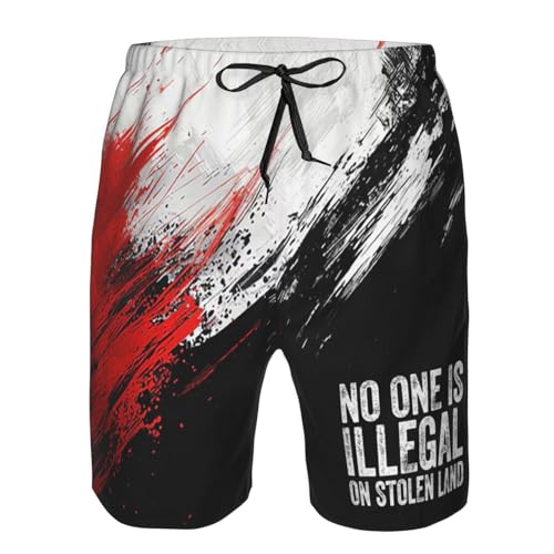 Board Shorts No-One-is-Illegal-On-Stolen-Land Mens Swim Trunks Quick Dry Swim Shorts Beach Short Swimwear with Pockets2