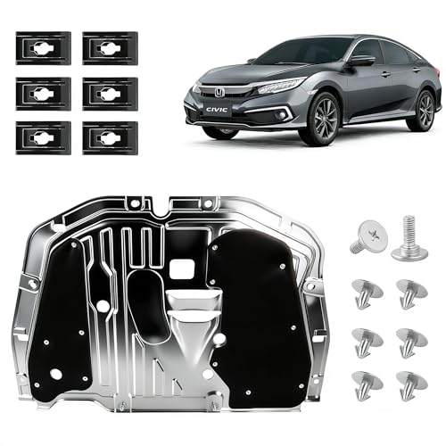Engine Splash Shield Guard Compatible with 2016-2021 Civic Engine Case Guard Under Car Shield Cover Replacement 74110-TBA-A00 90674-TY2-A01 Engine Splash Guard
