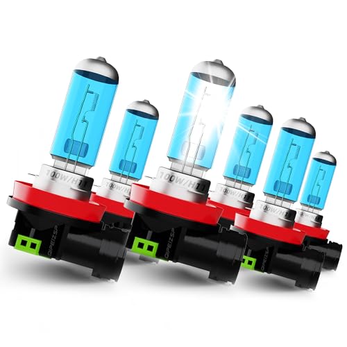 Image of Headlight Bulbs Fit For Buick Lacrosse 2005-2013 Halogen Headlight Bulbs, H11 /H8 /H9 High Beam + H11 /H8 /H9 Low Beams + H11 Fog Lights Combo, Pack of 6