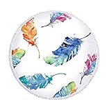 ☀Alta calidad: manta redonda para toalla de playa, hecha de microfibra y 100% duradera para una máxima comodidad y durabilidad, y con superabsorbente y de secado rápido. Esta manta redonda para playa con borlas se seca rápidamente y se sostiene bien bajo la luz del sol.