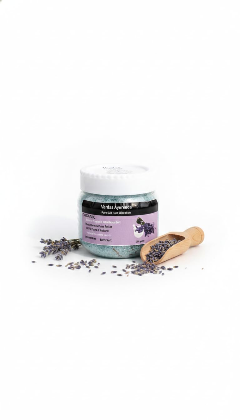 Ayurveda Organic Lavender Bath Salt for Body & Foot Spa, Calming, Relaxing, Muscle Pain Relief, Aura-Cleansing, Aromatherapy, 250g-image-12