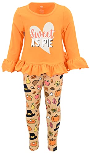 Unique Baby 2 Piece Girls Leggings Outfit with Long Sleeved Shirt Ruffle Waist and Cuff Kid and Toddler Clothes Set