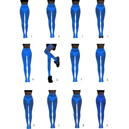 Glow In The Dark Blue Light Fishnet Tights Stockings for Women Halloween Luminously Spiderweb Patterned Mesh3