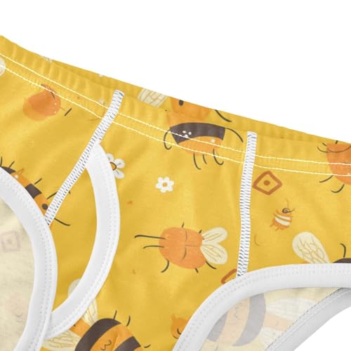 KLL Sweet Honey Pattern Cute Bees Happy Baby Boys Soft Underwear Briefs Breathable Children Undies4