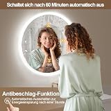 moderntop Okrągłe lustro łazienkowe z oświetleniem, okrągłe, 50 cm, z oświetleniem LED, możliwość ściemniania, 3 kolory światła, z funkcją przeciwmgielną
