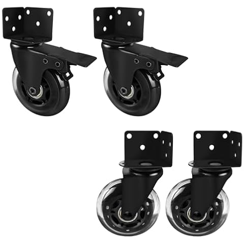MALLLALA 3" Side Mount Industrial Casters, Heavy Duty L-Shaped Bracket Castor Wheel Replacement with Dual Locking for Material Handling Furniture DIY(2 Left Sided Lock, 2 Right Sided No Lock) Cover
