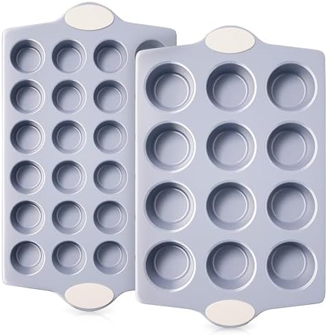 BRONYPRO 12-Cup Non Toxic Nonstick Ceramic Muffin Pan & Cupcake Tin, PFOA & PFOA Free, Heavy Duty Rust-Resistant Aluminized Steel, Oven Safe, Cream White - Thumbnail 3