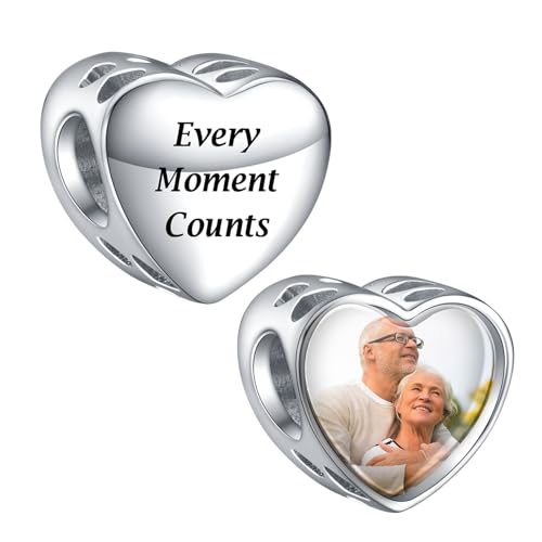 LaMenars Foto personalizada pingente 925 pulseira de prata esterlina/colar coração de amor esculpido presente de imagem personalizada do dia da mãe de aniversário, jóias femininas, Zircônia cúbica