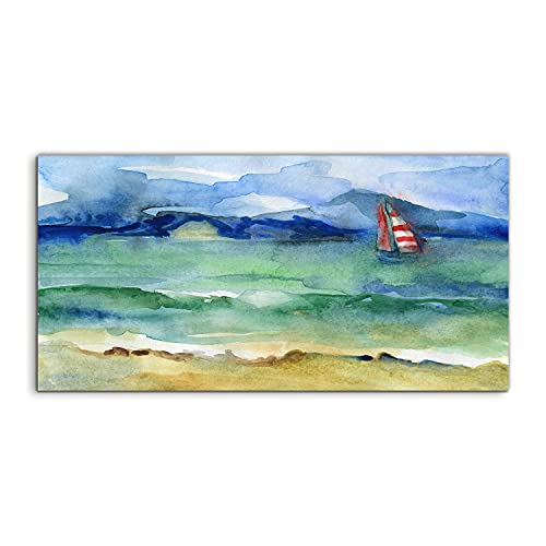 Image Acrylique 100x50cm Mer Aquarelle pour Décoration Salon