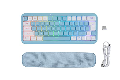 Clavier de jeu sans fil, rechargeable 2000 mAh 2,4 G, rétroéclairage LED, clavier ergonomique avec touches sensorielles mécaniques, pour PC, PS4, Xbox One, Mac, Teclado Gamer (bleu) Cover
