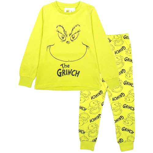 The Grinch Unisex Pyjama for Kids Long Sleeve 100% Cotton Winter Christmas Pyjama Age 5/6 Green
