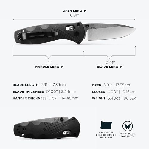 Benchmade - Mini Barrage 585 EDC Knife, Drop-point Blade with Black Valox Handle (585) - Image 2