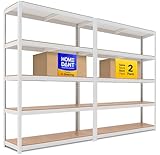 HOMEDANT House 5 Tier Laminated Metal Shelving Unit Adjustable Storage Utility Rack Heavy Duty Shelves Organization Multipurpose Shelf Kitchen Garage Pantry Closet (2, (L) 48.1