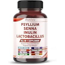 All-in-1 Psyllium, Senna, Inulin & Probiotic Supplement Supports Digestive Harmony & Gut Microbalance 150 Capsules