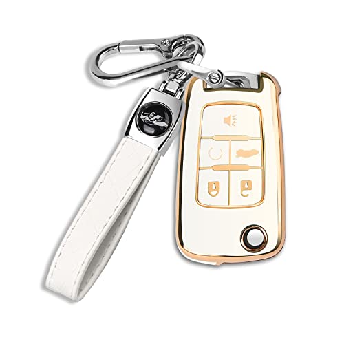 Image of QBUC for Chevy Key Fob Cover Case with Keychain for Chevrolet Buick Camaro Cruze Equinox Malibu Impala Spark Sonic GMC