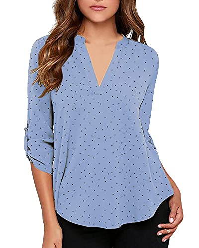 roswear Women s Long Sleeve Professional Work Blouse Shirt Baby Blue L