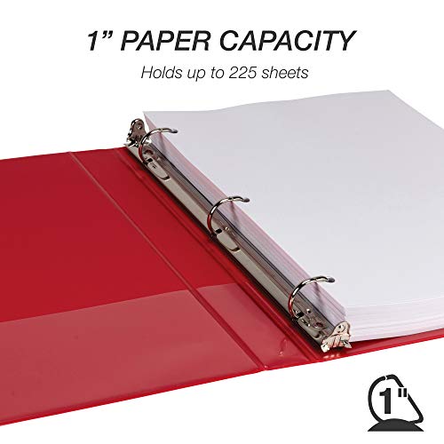 Image of Samsill Durable 1 inch 3 Ring Binder, D Ring Binder, 100% Recycled Chipboard, Red