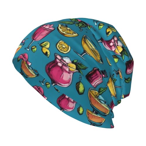 GVYGVY Summer Juice Print Beanie Chemo Headwear Black