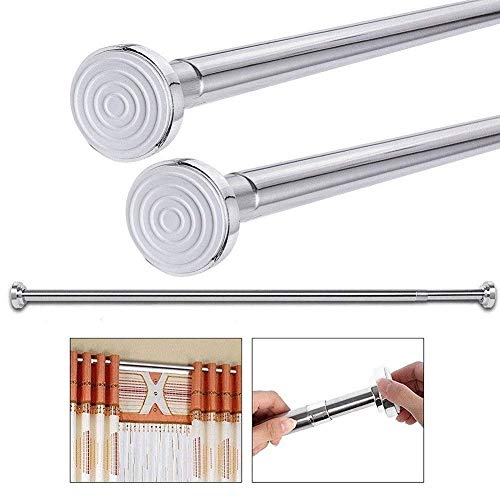 Tringle à rideau de douche en acier inoxydable avec base silicone antidérapante et extensible