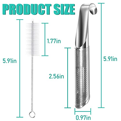 3 Pcs Tea Infuser and 1 Brush, Stainless Steel Tea Infuser Stick Pipe Tea Infuser for Loose Tea Leaf, Tea Infusers Pen with Hook