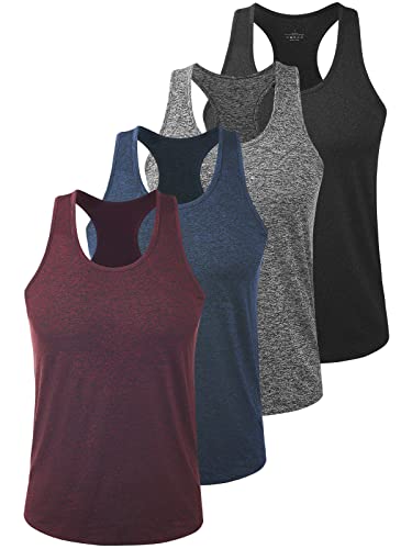 Vislivin Workout Tank Tops for Men Quick Dry Y-Back Tanks Bodybuilding Sleeveless Shirts-4 Packs