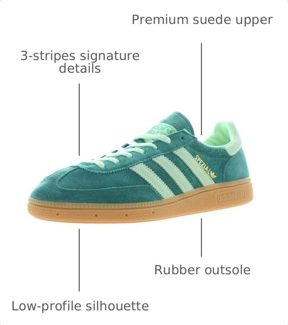 Image of adidas Womens Handball Spezial Lace Up Sneakers Shoes Casual - Green - Size 7.5 M