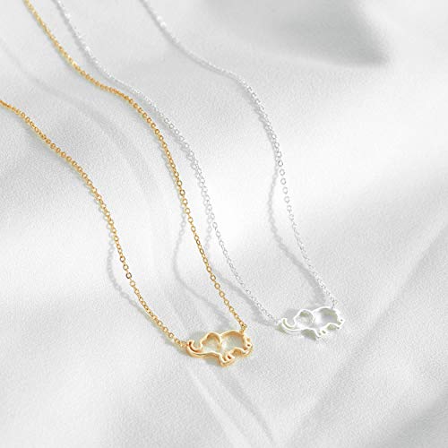 Fettero Animal Necklaces for Women Gold Plated Necklace Butterfly Bird Cat Elephant Snake Bull Pendant Necklace Dainty Chain 14K Gold Plated Minimalist Simple Cute Jewelry4