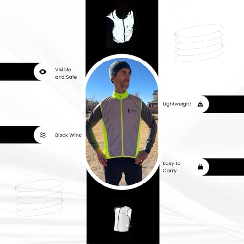 Colete leve refletivo para ciclismo e corrida - embalável - alta visibilidade (totalmente refletivo,