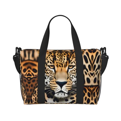 Animal Leopard print Gym Bag for Women,Carry on Weekender Overnight Duffle Bag,Personal Item Tote Bag2