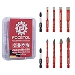 FOCSTOL Foret Diamant Carrelage 10 pièces, Scie Cloche Carrelage pour Percer Trous en Porcelaine Céramique Marbre Granit Verre, Forets avec Changement Rapide Tige Hexagonale, 5/6/8/10mm