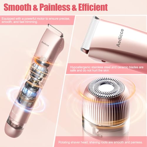 Image of Bikini Trimmer for Women 2 in 1, Dual Head Womens Electric Shaver, Electric Razors for Pubic Hair, Rechargeable Facial Hair Removal for Shaving Underarm Leg Arm Body Face