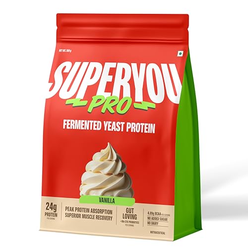 Image of Superyou Pro Fermented Yeast Protein Isolate 500g | 24g Protein| Vanilla | Higher Absorption than Plant Protein | Superior Muscle Recovery | Gut Friendly | Vegan Protein | PDCAAS of 1