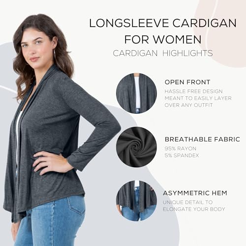 Image of Azules Long Sleeve Womens Cardigan, Thin Flowy Rayon Sweater Lightweight Cardigan for Casual or Dressy Outfits