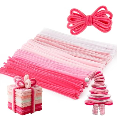 Image of Caydo 200 Pieces Assorted Pink Pipe Cleaners for Crafts