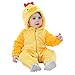 LSERVER Mameluco de Cosplay para Bebés Recién Nacidos Ropa de Arrastre Disfraz Unisexo de Franela con Capucha Estilo Animales, Pollito, 90 (Altura Recomendada:73-80cm)