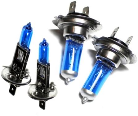 2 x H7 55w 2 x H1 55w Super White Ultra Bright Headlight Bulbs Set 12V Xenon Look, Halogen Upgrade Car Vehicle (1 Pair) of each type.