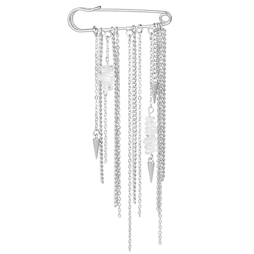 Metal Chain Irregular Crystals Rivets Pendant Tassel Brooches And Pins For Women Jean Pants Trouser Legs Ankle Chain Decorative Punk Aesthetic Broches Silver Brooch Pins For Women Fashion Accessories