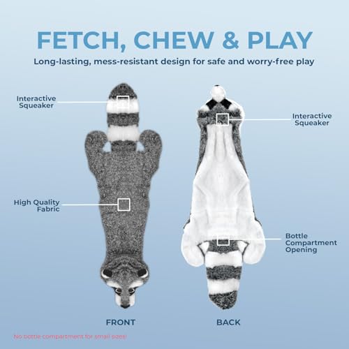 Image of Best Pet Supplies Squeaky Dog Toys with Soft Durable Fabric for Small, Medium and Large Pets Interactive Toy for Indoor Play, Supports Active Biting and Play - Raccoon, Medium