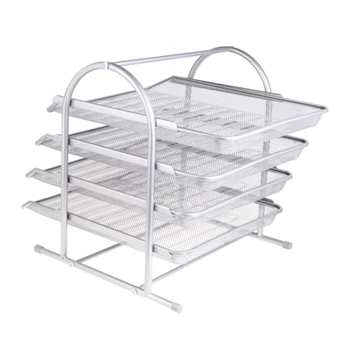 Housoutil 1Pc Silver Wire File Stand Rack Desktop Storage Organizer for Home Office for Documents Letters Folders Keeps Your Workspace Tidy and Efficient