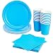 Blue Party Supplies - 24-Set Paper Tableware - Disposable Dinnerware set for 24 Guests, Including Paper Plates, Napkins and Cups, Blue