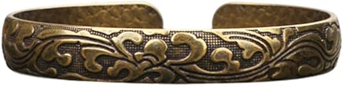 1 brazalete vintage de latón, estilo vintage, sólido, elegante, abierto, estilo vintage, inspirado, vintage, latón, floreciente, Pequeño, 6, Latón