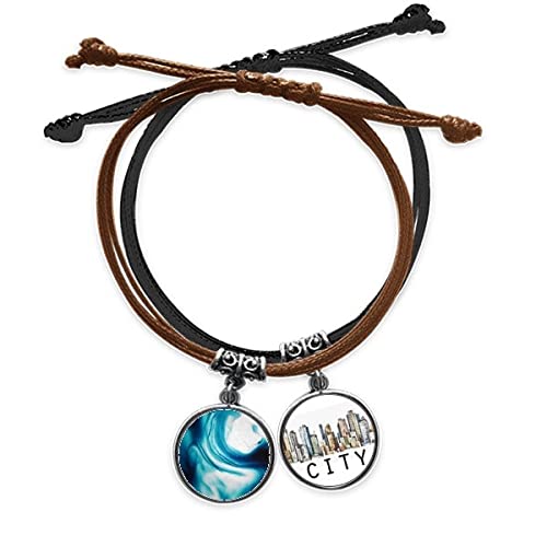 Bracelet cuir sidi anti-irritation avec cordon main bleu abstrait