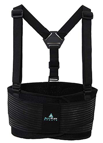 Allyflex Sports® Back Brace For Lifting Work Y-Shape Suspenders Safety Belt With Dual 3D Lumbar Support Relieve Pain, Prevent Injury (L (37‘’-45‘’) #TOP5