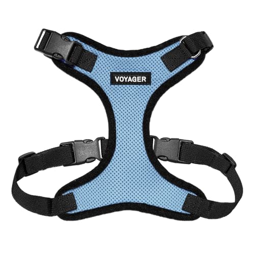 Voyager Step-in Pet Harness - All Weather Mesh, Adjustable Step in Harness for Cats and Dogs by Best Pet Supplies - Baby Blue/Black Trim, M by Best Pet Supplies - Used condition - US$8.92